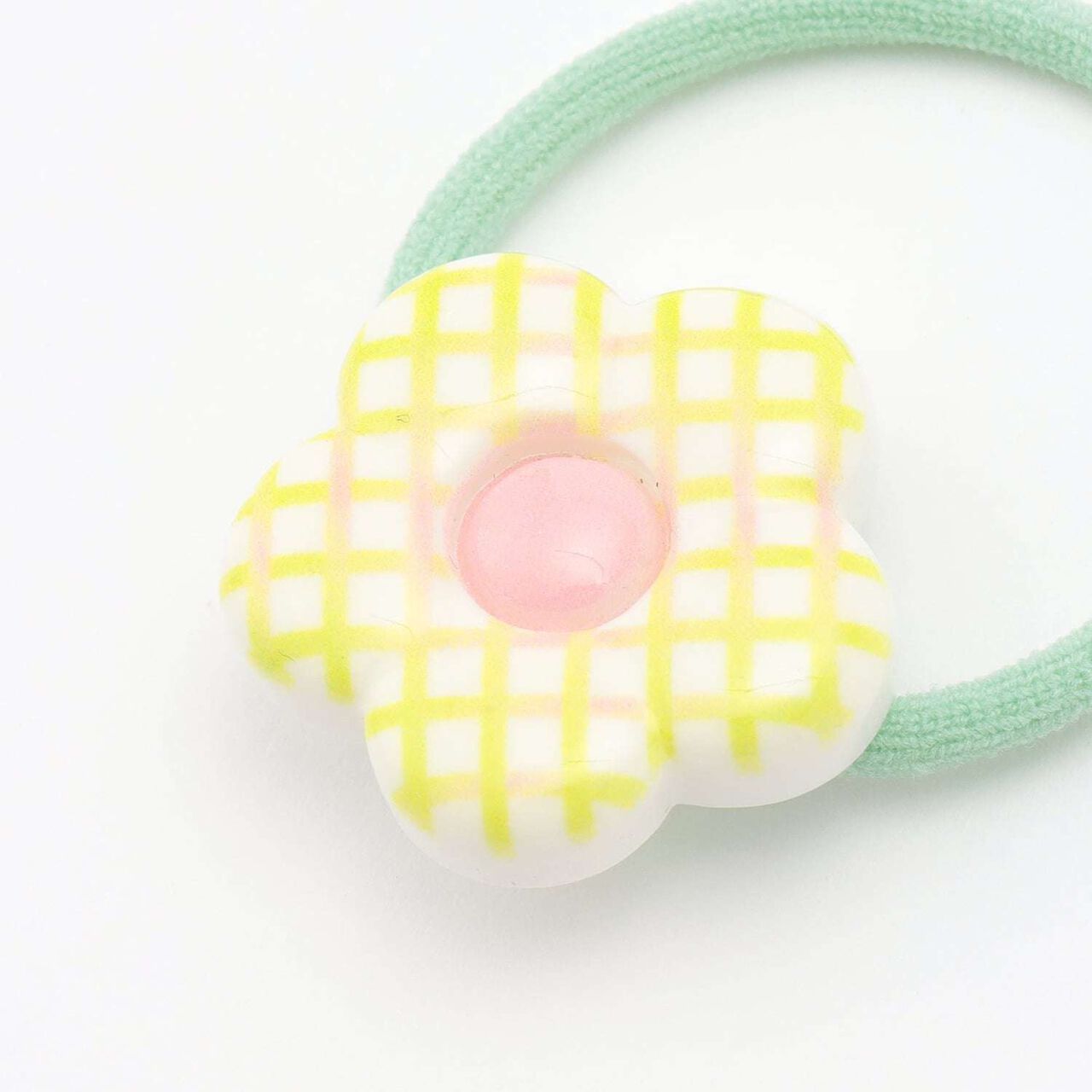 Checkered Flower Hair Ties (Set of 2),Pink, large image number 6