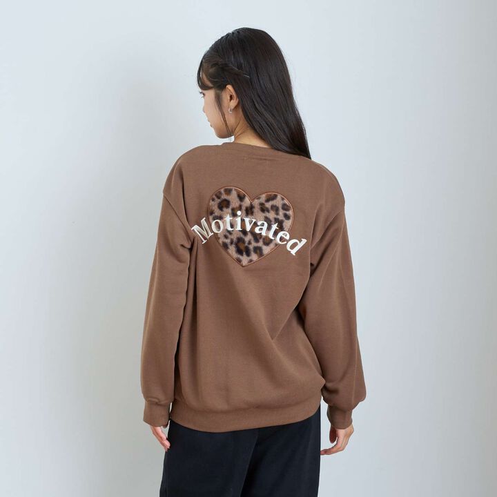 Back Heart Shaggy Lining Long-Sleeve Top & Bottom Set,Brown, medium image number 1