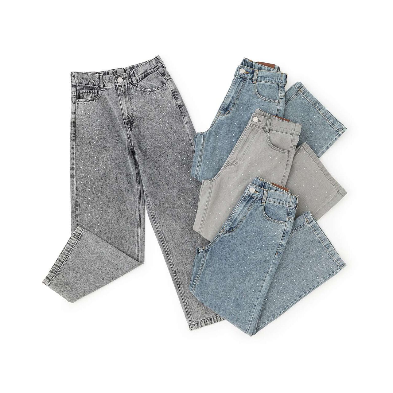 Stylish Stone Denim Pants,Blue, large image number 13