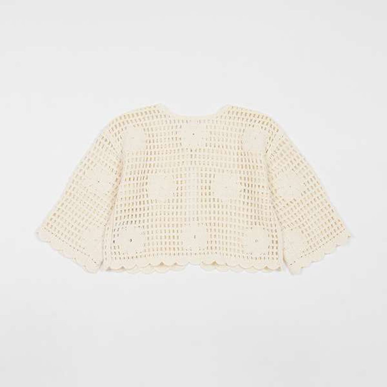 [Link] Flower Motif Black Crochet Cardigan,Ivory, large image number 5