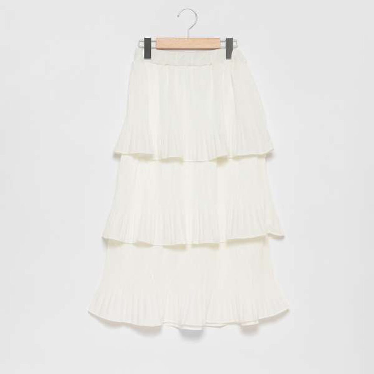 Pleated Tiered Skirt,Off white, large image number 6