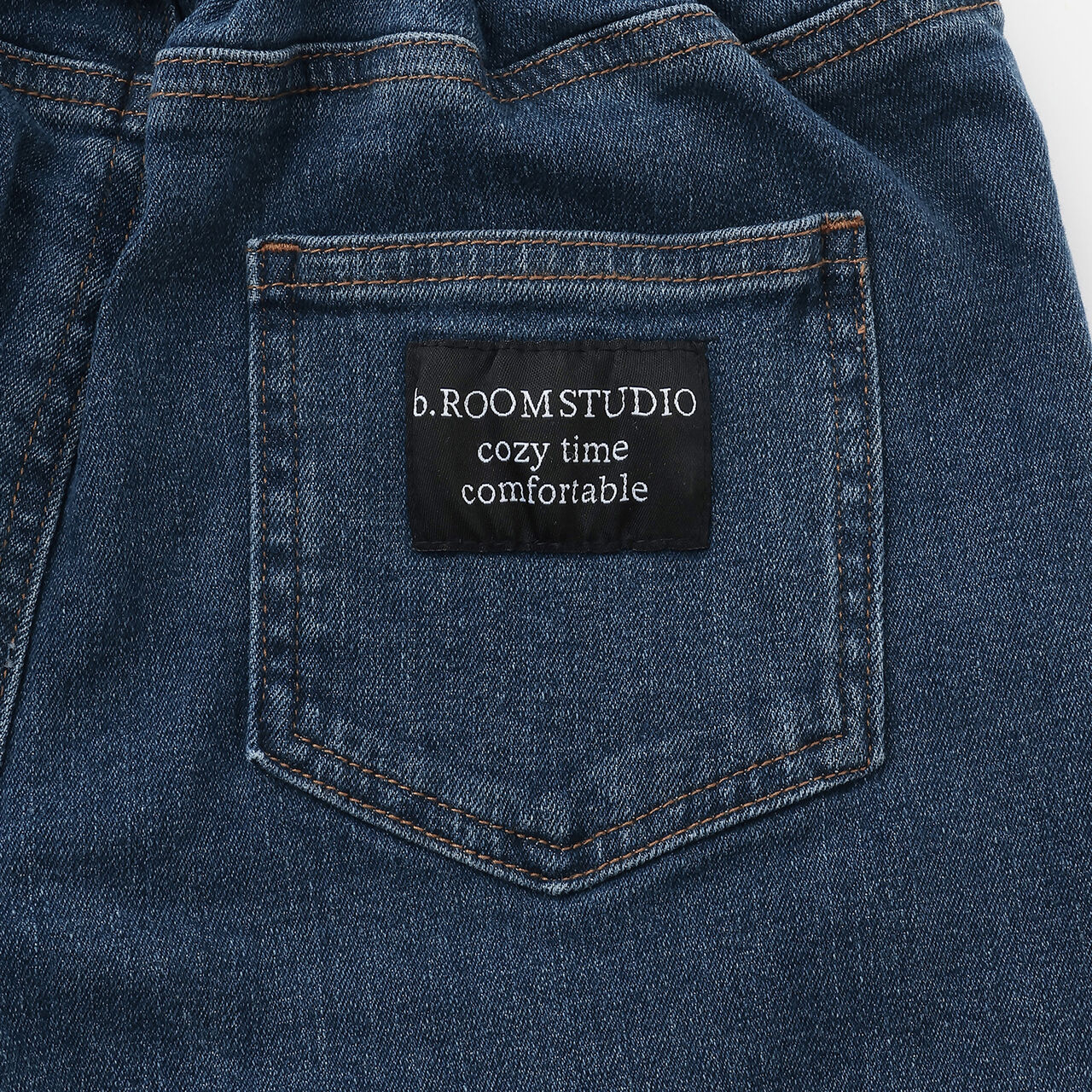 [Tomo Denim] Warm Curved Denim Pants,Black, large image number 6
