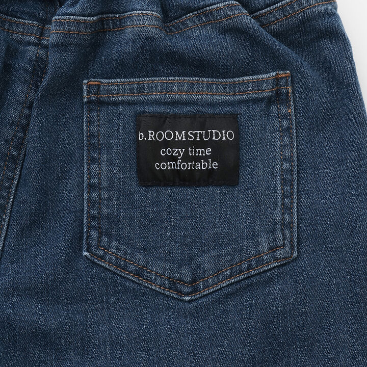 [Tomo Denim] Warm Curved Denim Pants,Black, medium image number 6