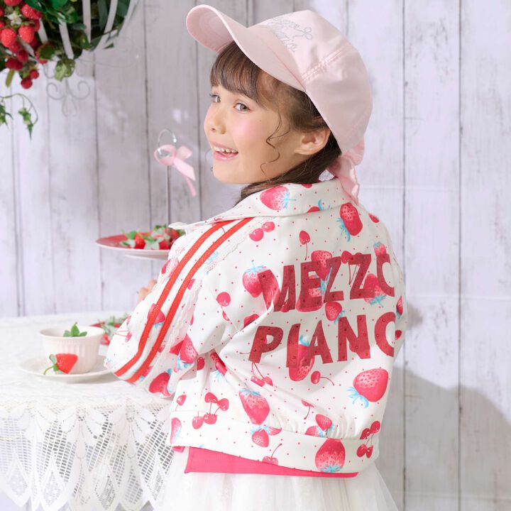 Strawberry Cherry Pattern Lace Sleeve Jersey,, medium