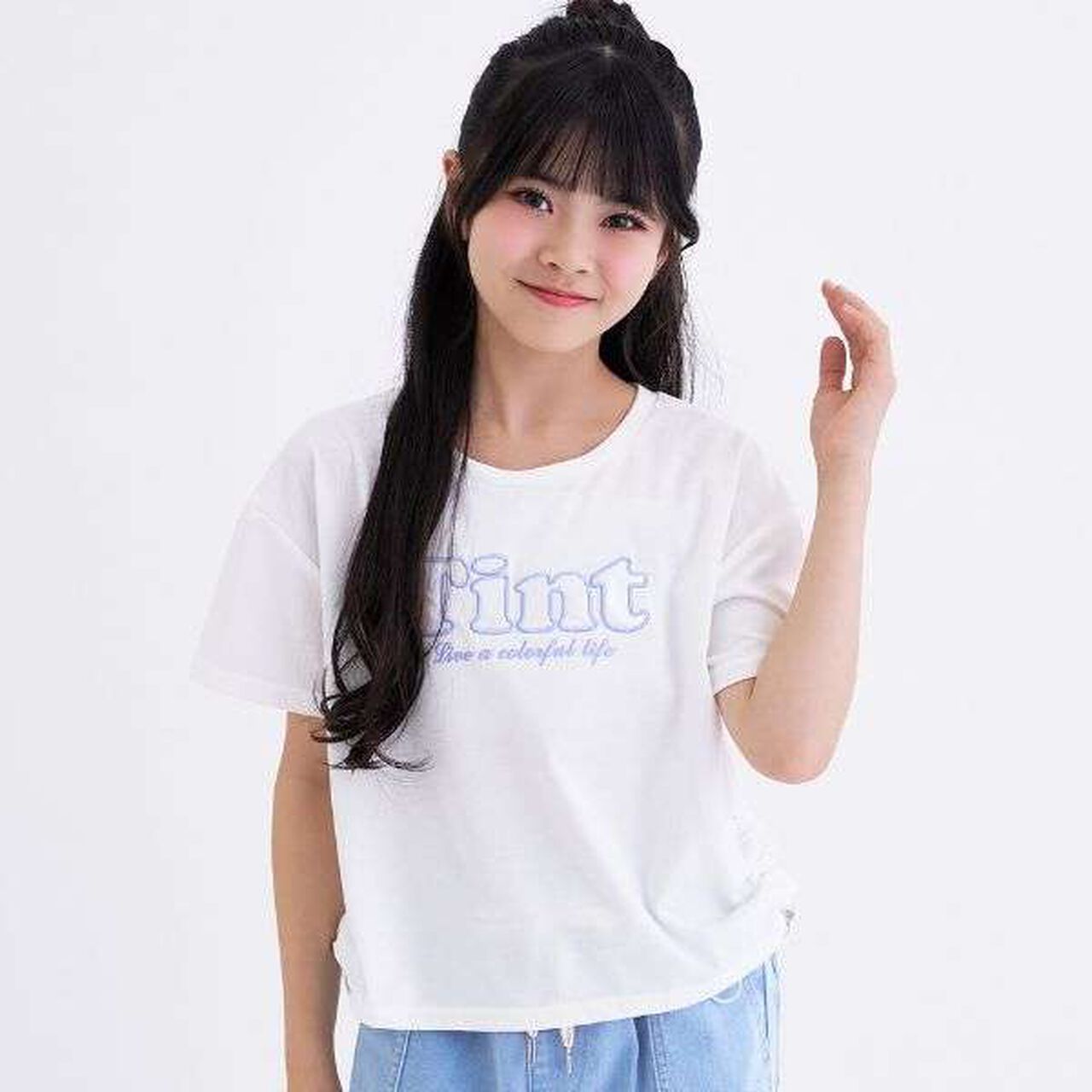 [Cool Touch] Side Drawstring Appliqu&eacute; Short-Sleeve T-Shirt,Off white, large image number 0