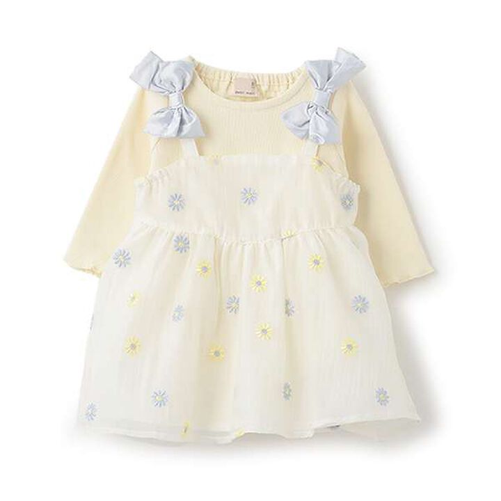 [Link] Floral Embroidery One-Piece Romper,Light pink, medium image number 10