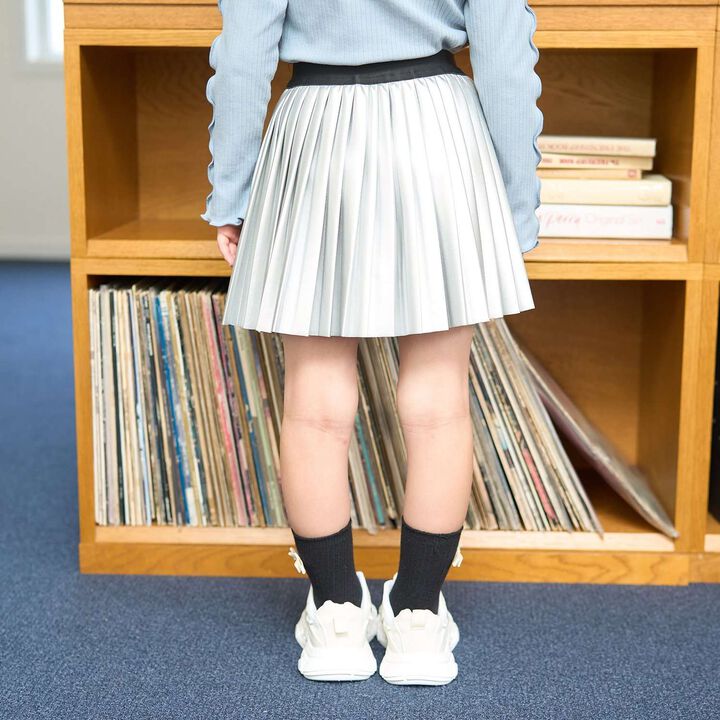 Soft Faux Leather Pleated Skirt (Inner Shorts Included),Silver, medium image number 27