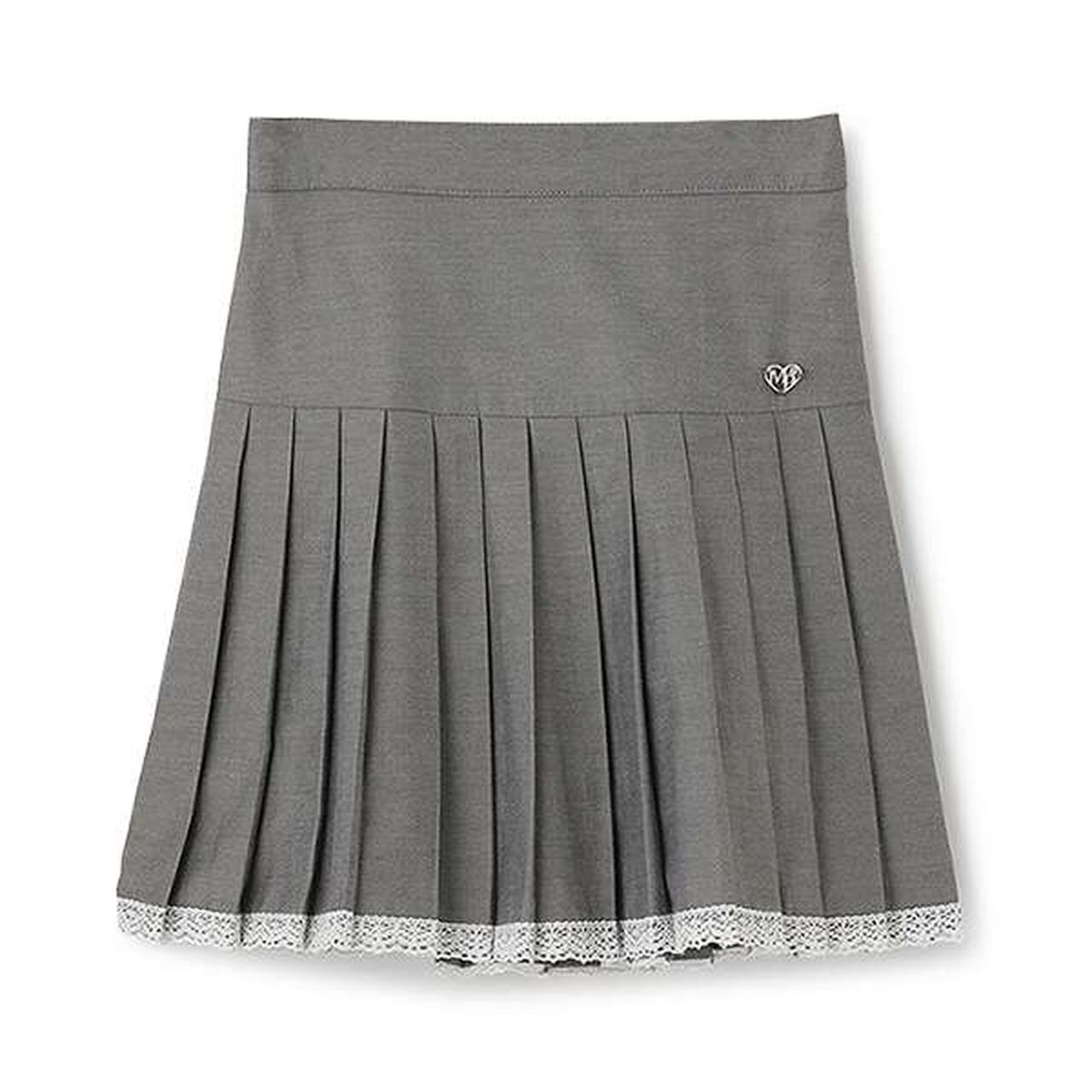 Lace Hem Pleated Skirt,Gray, large image number 0