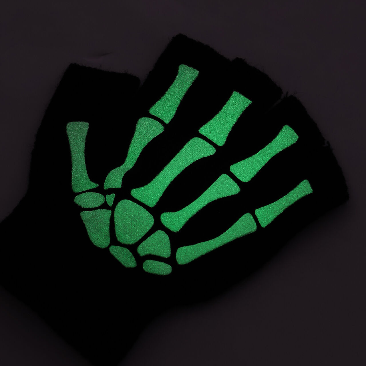 [Halloween] Glow-in-the-Dark Bone Gloves,Black, large image number 4