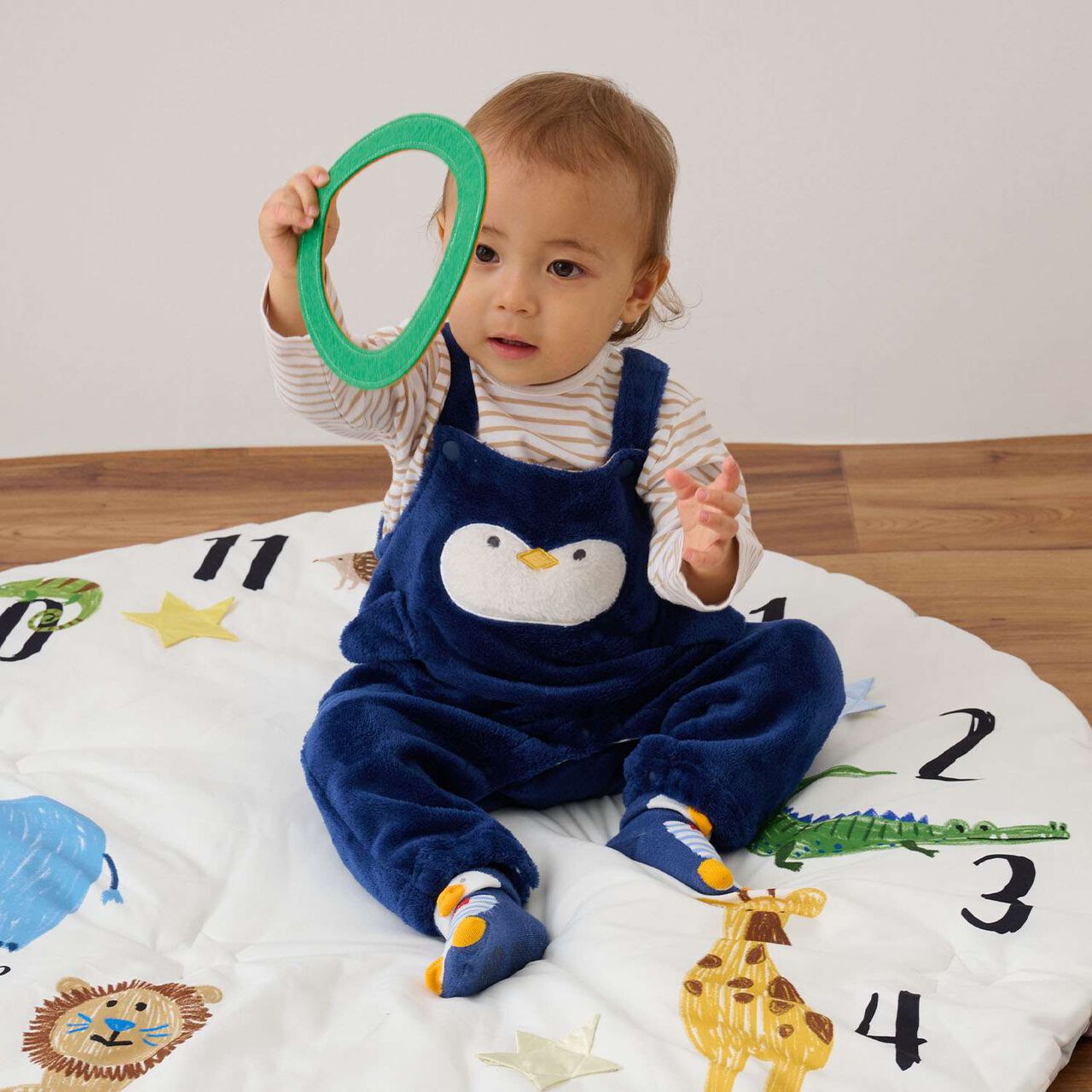 Creature T-Shirt & Boa Fabric Overalls Set,Navy, large image number 0