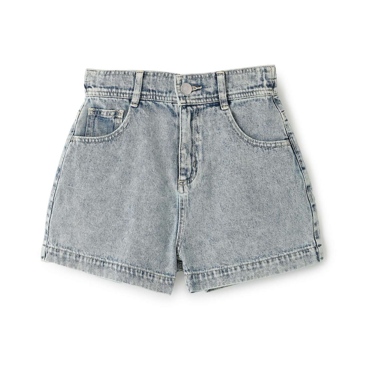 Embossed Loco Denim Shorts,Blue gray, large image number 0
