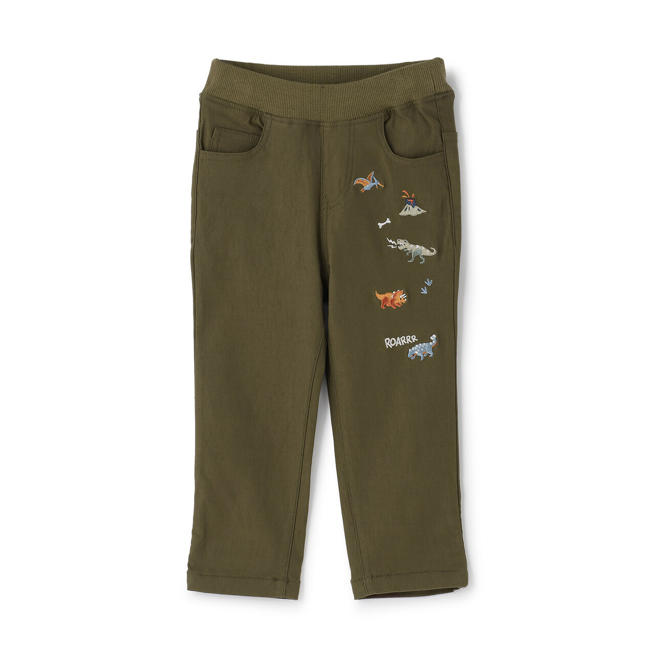 [Popular Item Restocked] [Not Available at Physical Stores] Dinosaur Embroidered Long-Length Straight Pants,Khaki, large image number 0