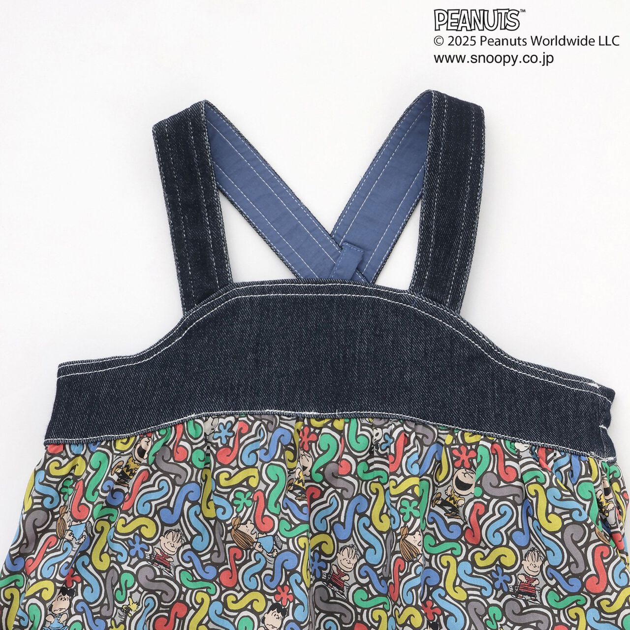 [PEANUTS] Denim Panel Jumper Skirt,Black, large image number 2