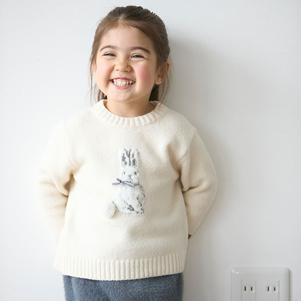 [Matching/Fluffy and Soft] Animal Knitwear (Kids Size),Ivory, large image number 16