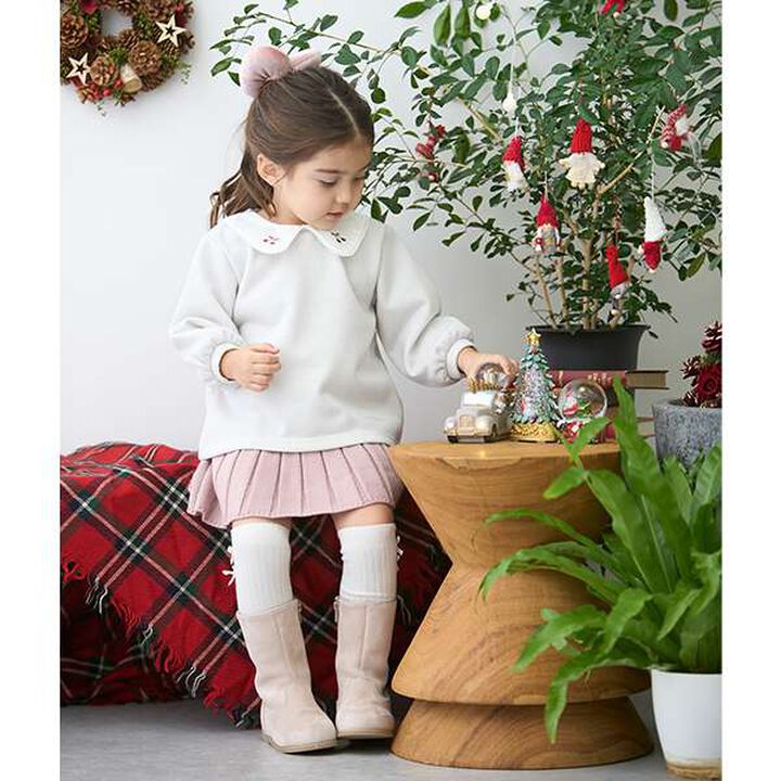 Pleated Knit Skirt,Light gray, medium image number 3