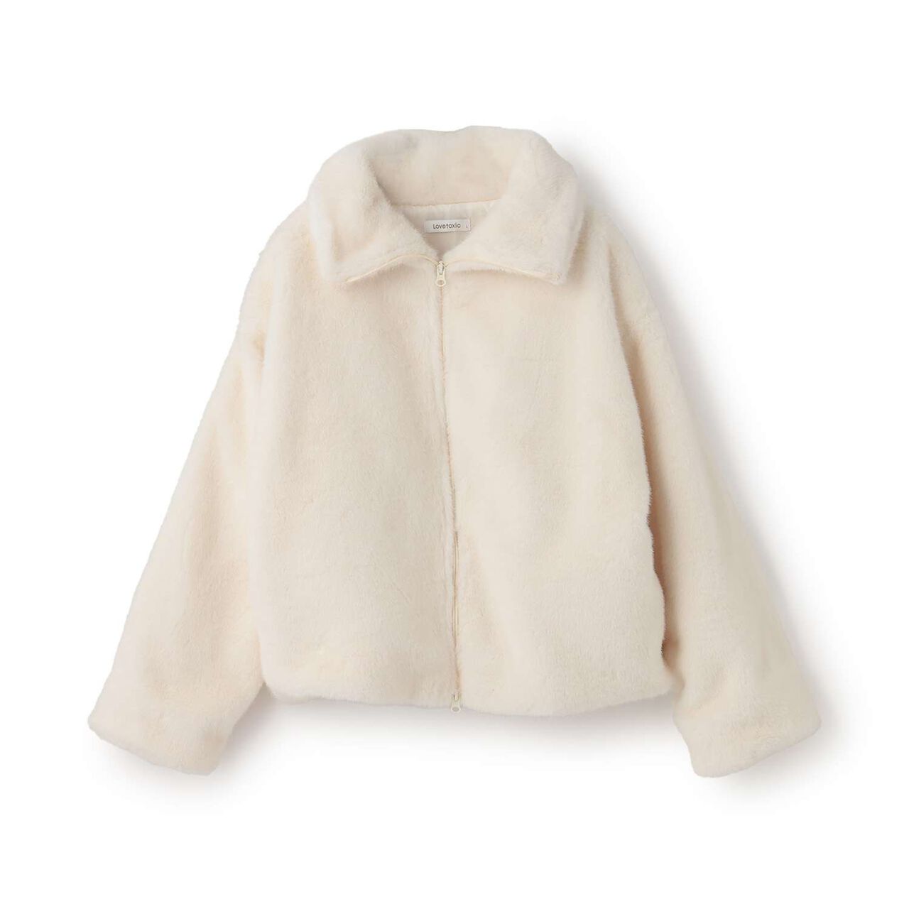 Double Zipper Faux Fur Bomber Jacket,Off white, large image number 11