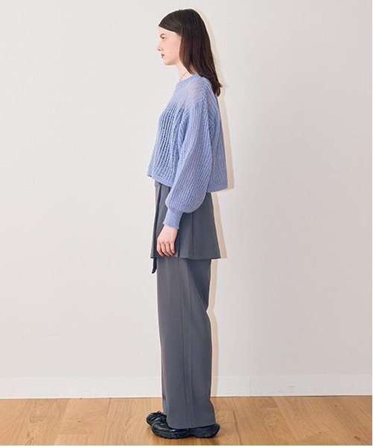 Layered Skirt Pants,Gray, large image number 5