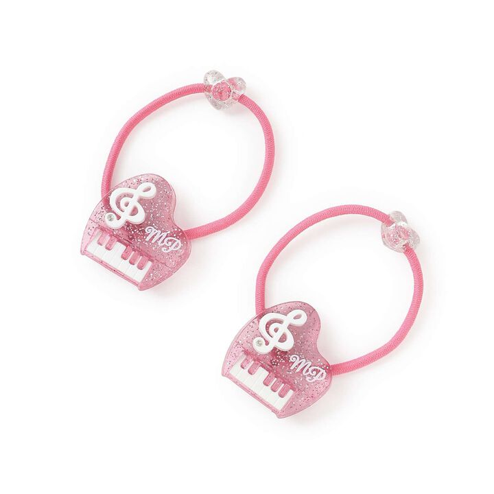 Piano Hair Ponytail Holder 2-Piece Set,Pink, medium image number 0