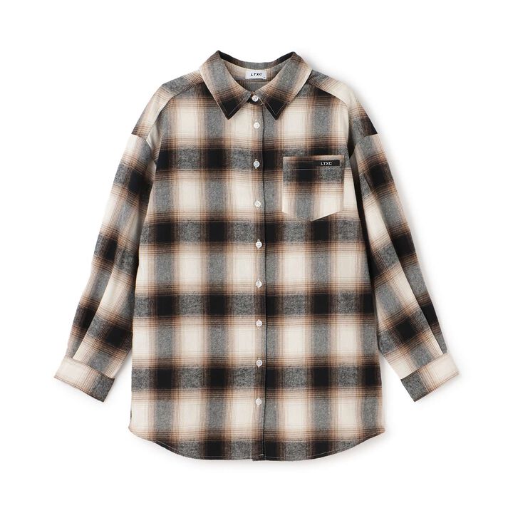 [LTXC] 100% Cotton Checkered Loose Shirt Dress,Black, medium image number 5