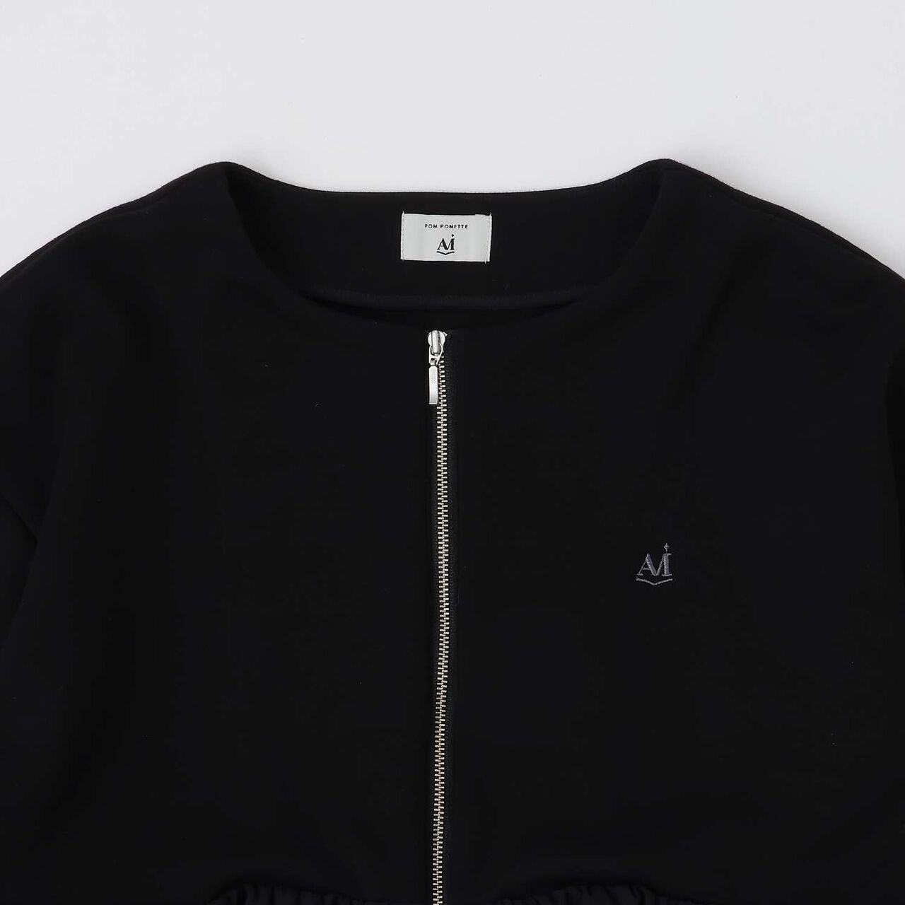 [AMI] Cardigan with Balloon Zipper,Black, large image number 2