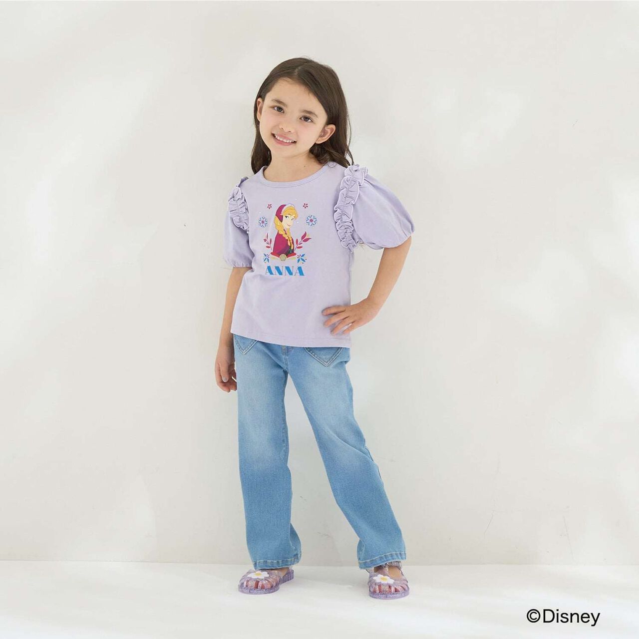 [Disney Frozen] 100% Cotton Sherbet Jersey Puff Sleeve T-Shirt [Kids Girls] UV Cool Touch Shape-Retaining,Lavender, large image number 16
