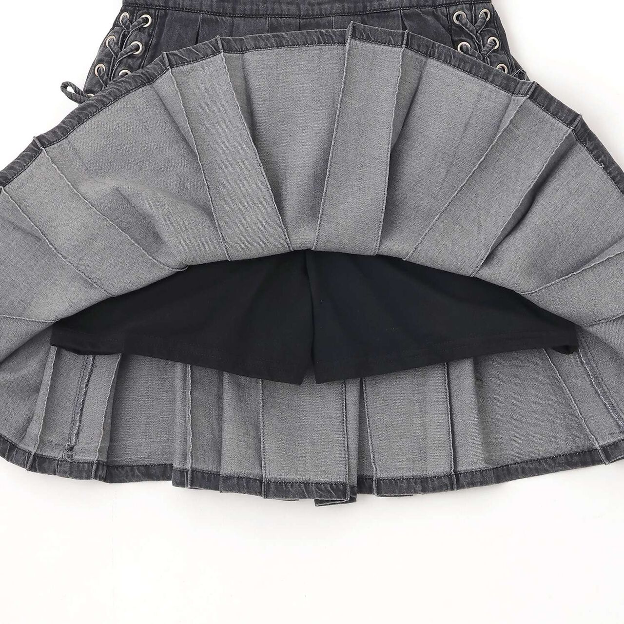 Lace-Up Box Pleated Skirt-Pants,Ivory, large image number 7