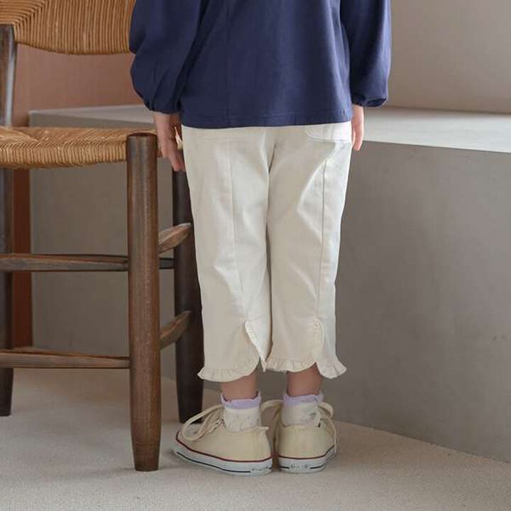 Chibi Frill Stretch Capri Pants,Ivory, medium image number 3
