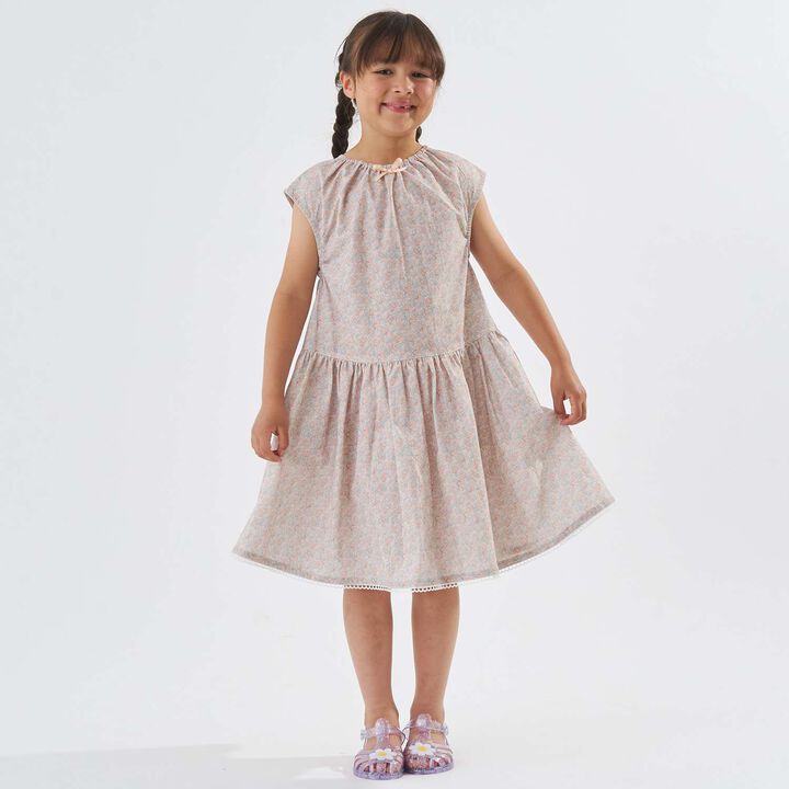 [Either Way Is Fine] Floral Pattern Tiered One-Piece Dress [Kids Girls],, medium