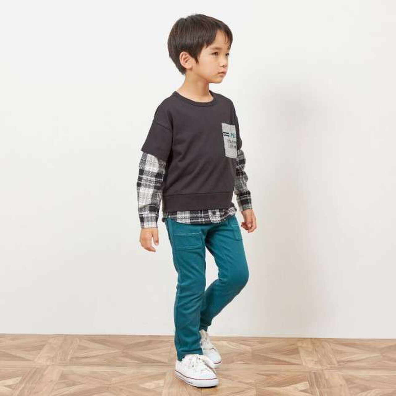 KPBOY Twill Stretch Brushed-Lining Pants [80-150],Green, large image number 17