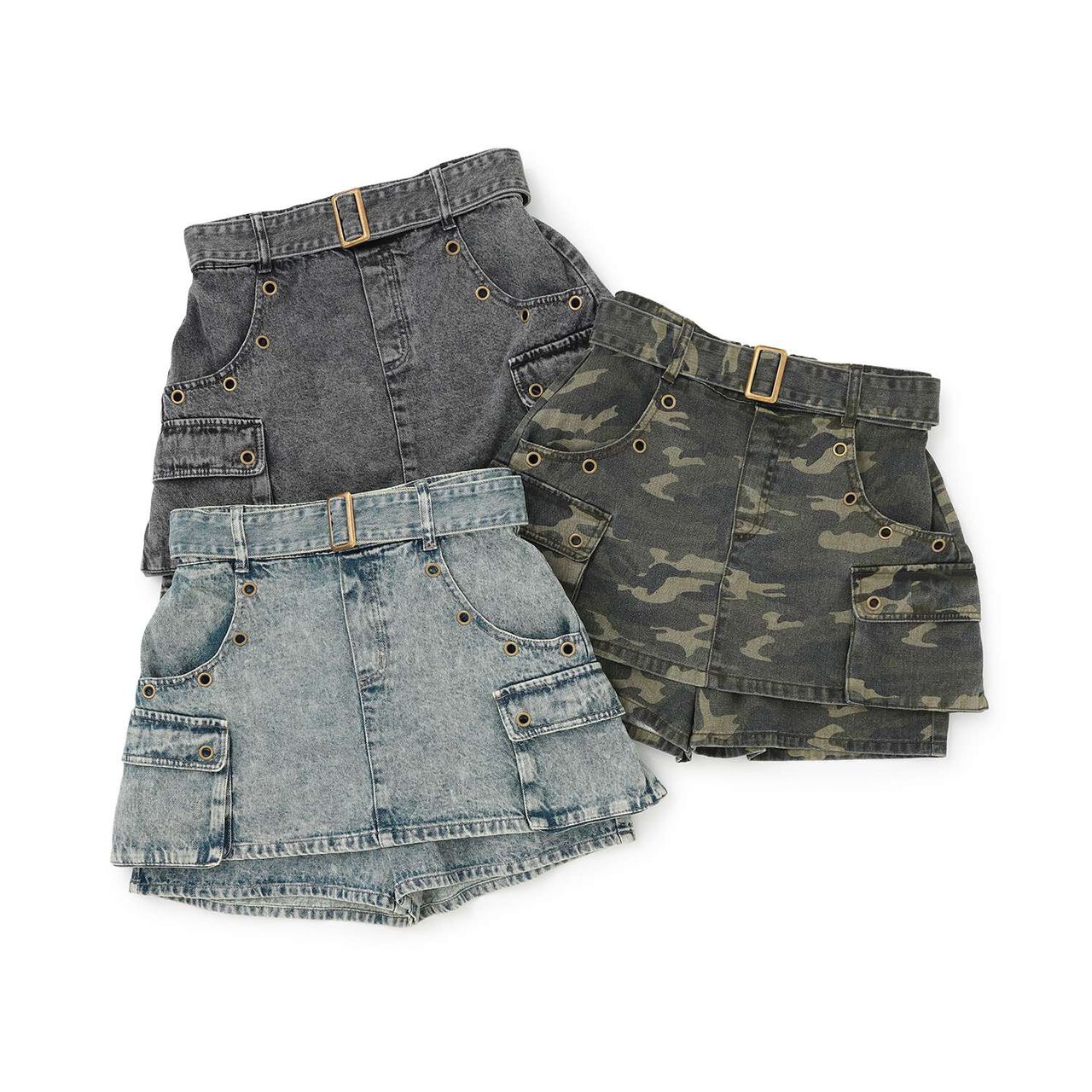 [LTXC] Eyelet A-Line Cargo Skirt,Gray, large image number 9