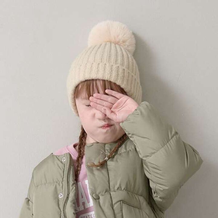 Big Pom Pom Knit Hat,Mustard, medium image number 10