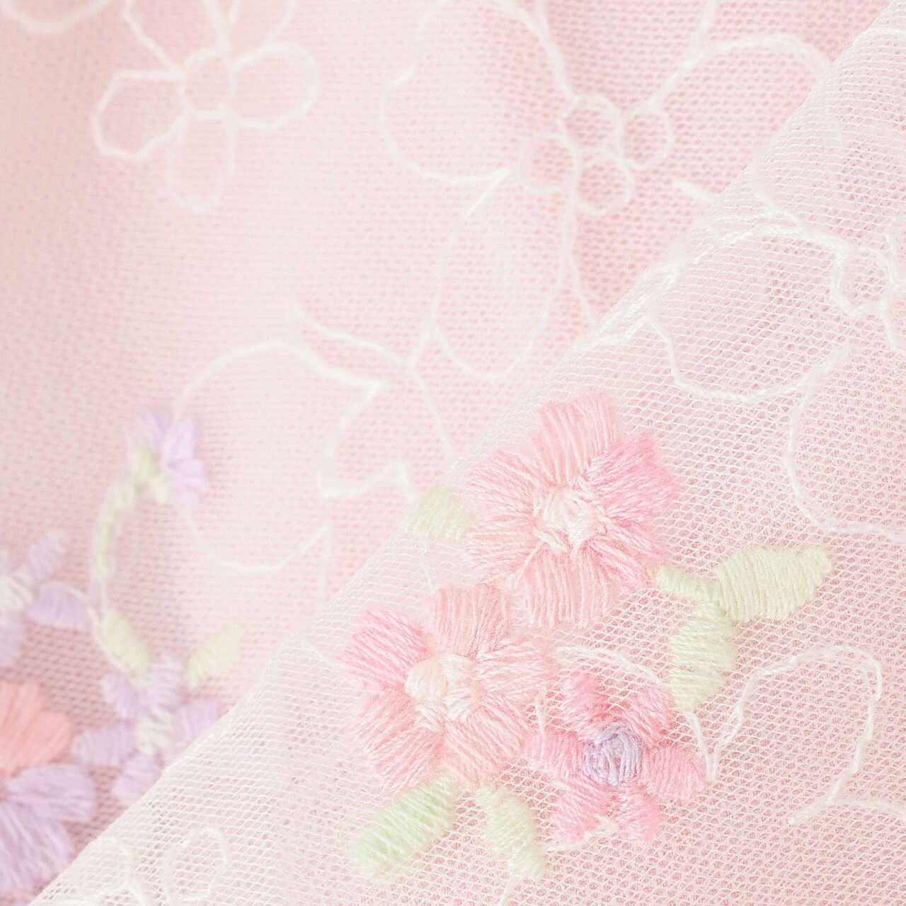 Flower Embroidery Tulle Lace One-Piece Dress,Light pink, large image number 8