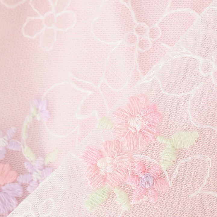 Flower Embroidery Tulle Lace One-Piece Dress,Light pink, medium image number 8