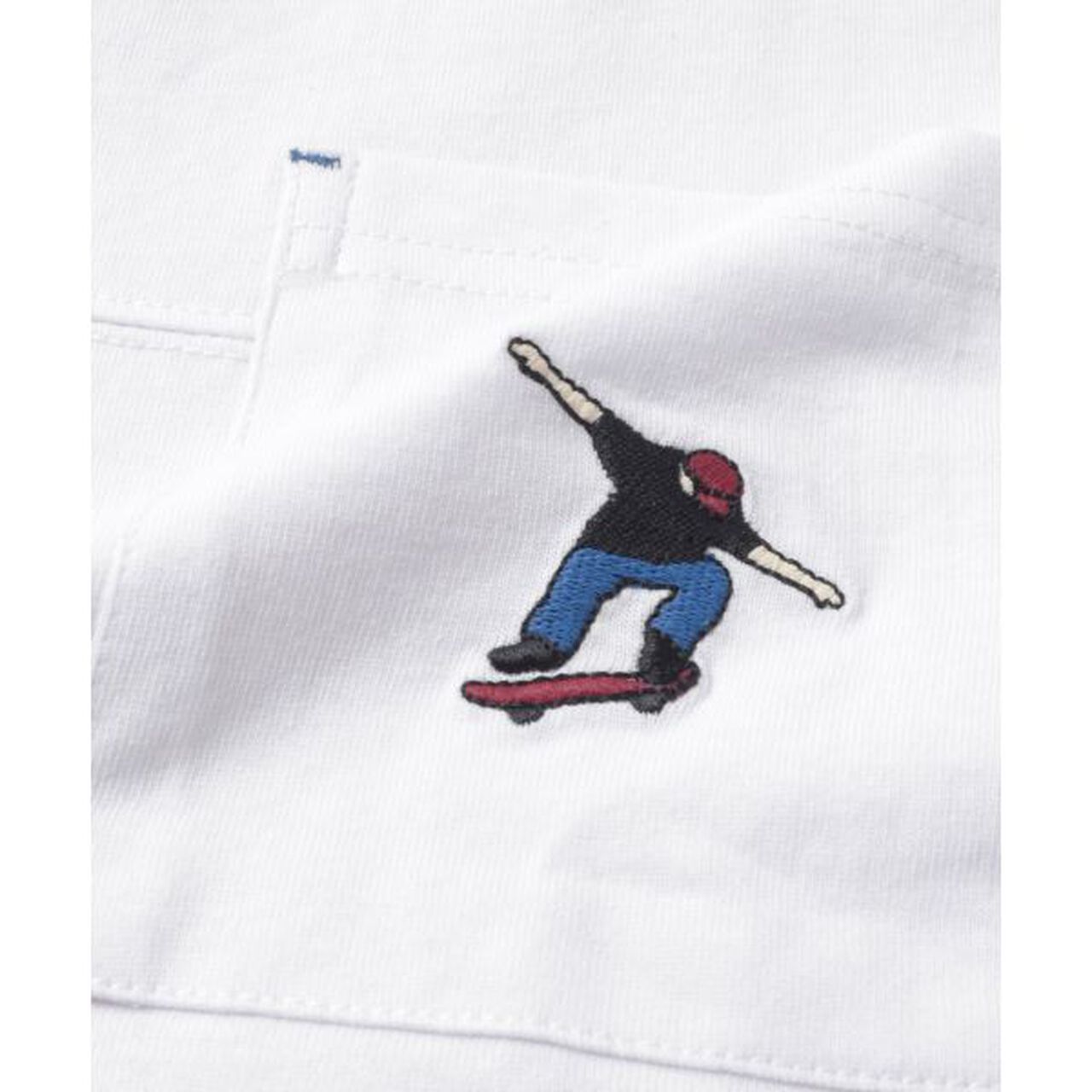 Big Short Sleeve T-Shirt with Pocket Embroidery,White, large image number 5