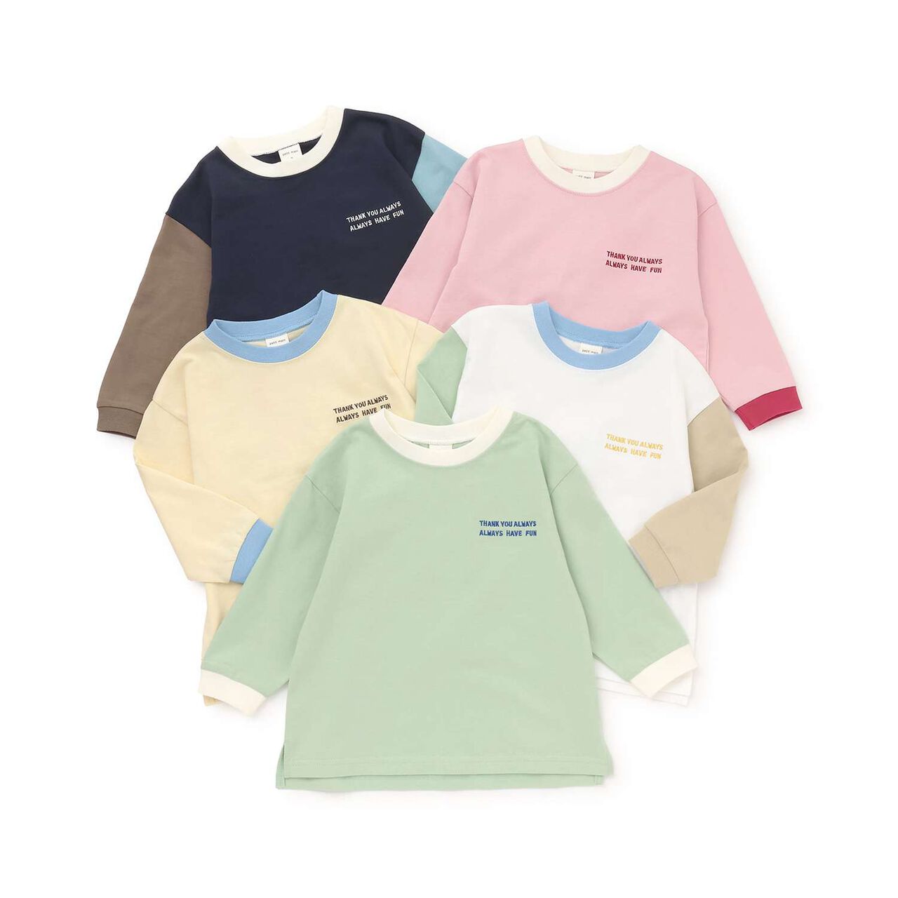 Color-Blocked Relaxed Long-Sleeve T-Shirt [Food Stain Resistant],Navy, large image number 15