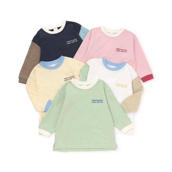 Color-Blocked Relaxed Long-Sleeve T-Shirt [Food Stain Resistant],Navy, medium image number 15