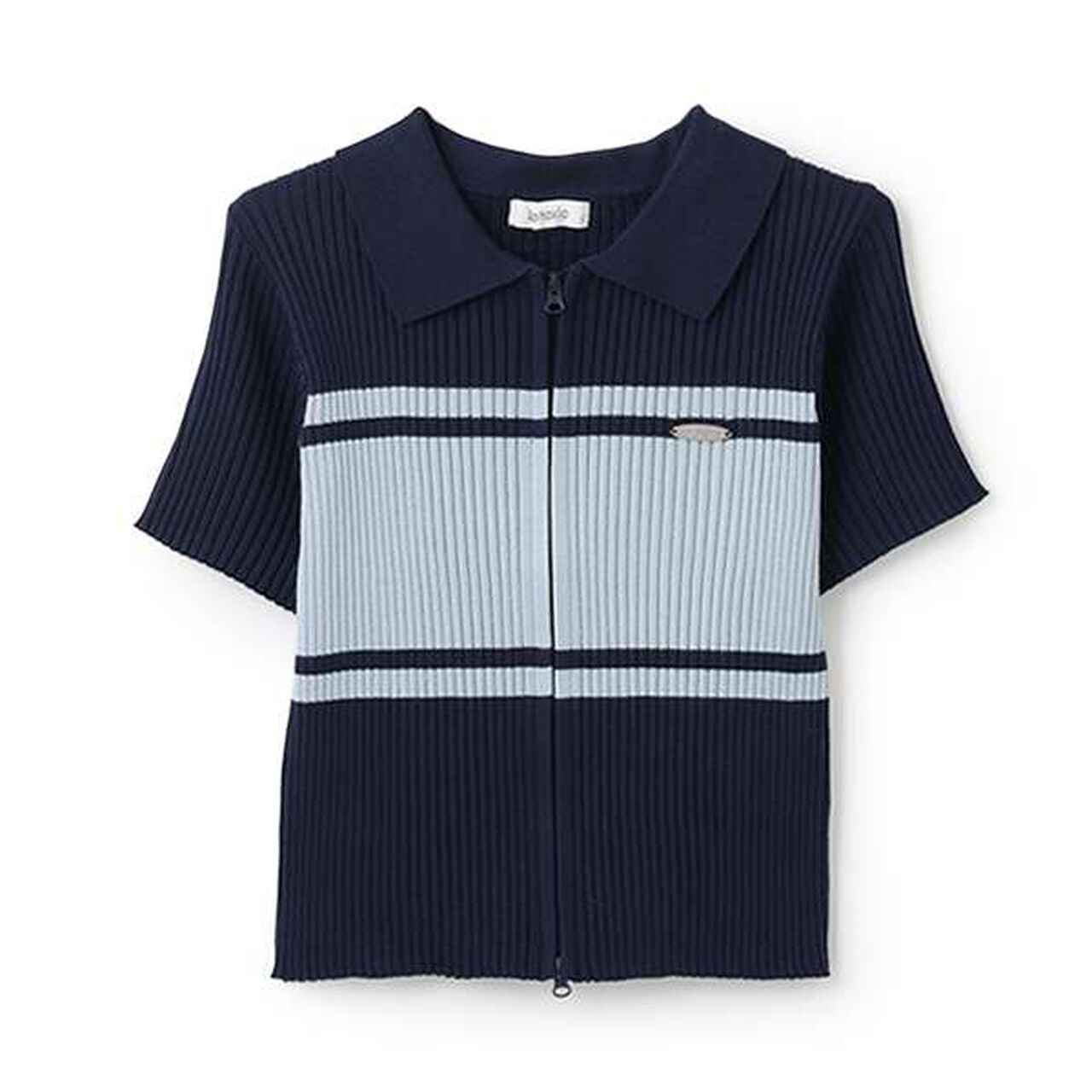 [Arael] Short-Sleeve Zip Knitwear,Navy, large image number 1