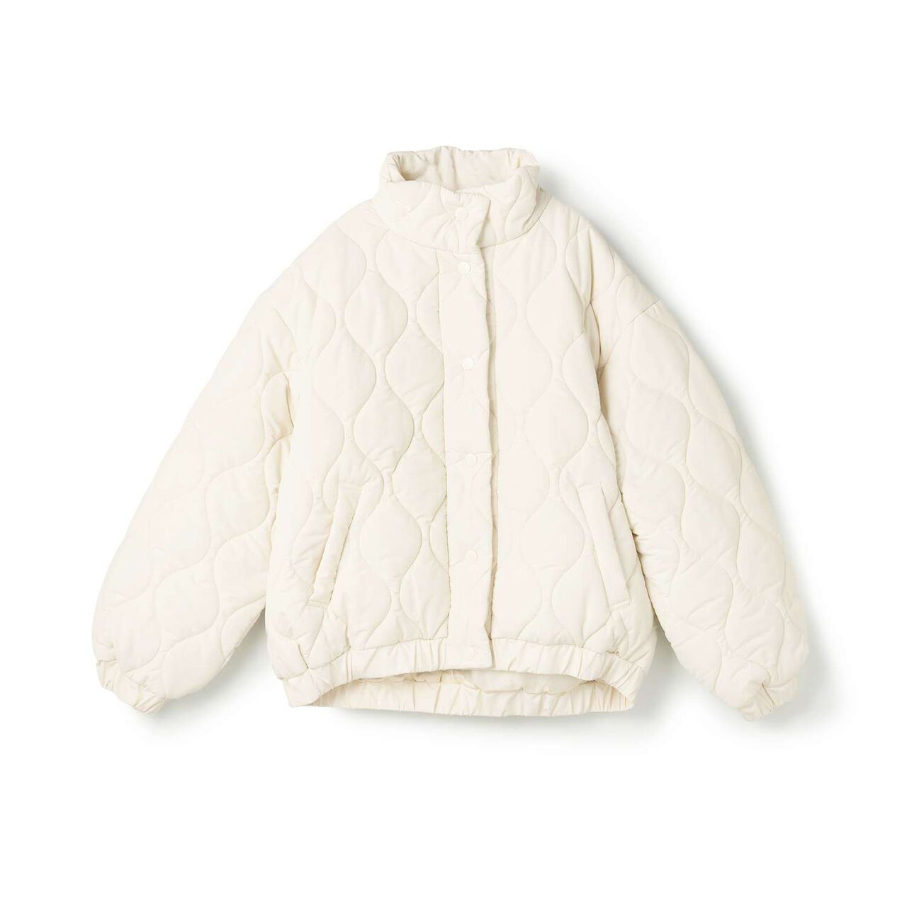 Big Puff Quilted Bomber Jacket,Ivory, large image number 9