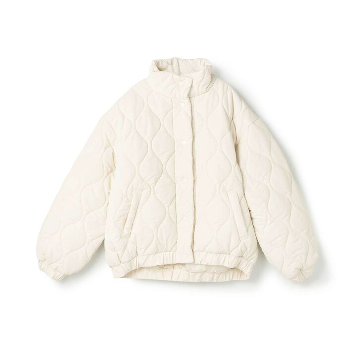 Big Puff Quilted Bomber Jacket,Ivory, medium image number 9