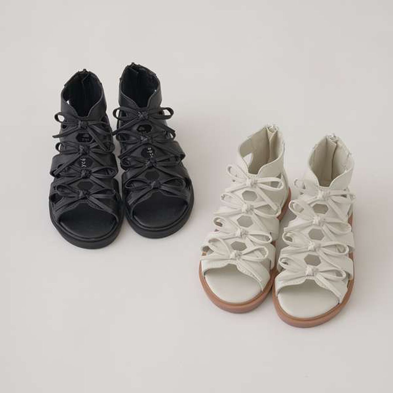 Ribbon Deco Sandals,Black, large image number 1