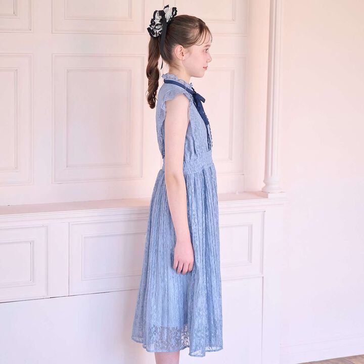 [Restock] Assorted Fabric Pleated One-Piece Dress♪,Light blue, medium image number 12