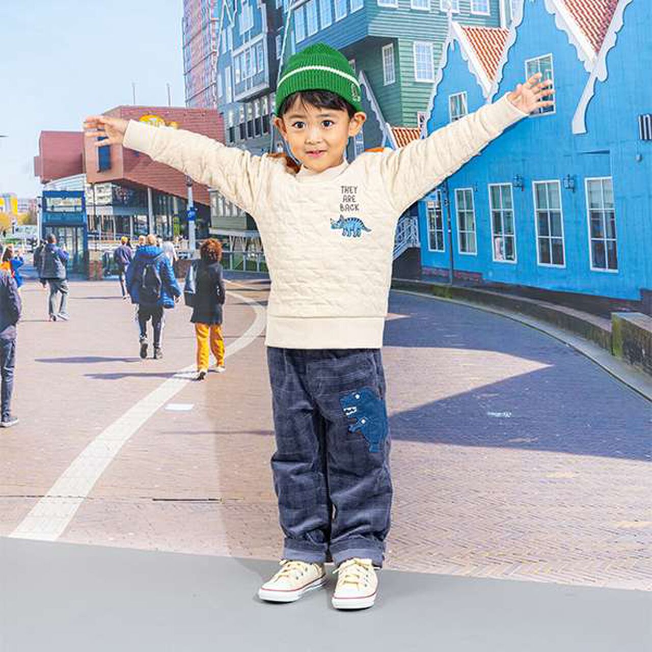 Dinosaur Embroidered Quilted Sweatshirt,Light beige, large image number 6