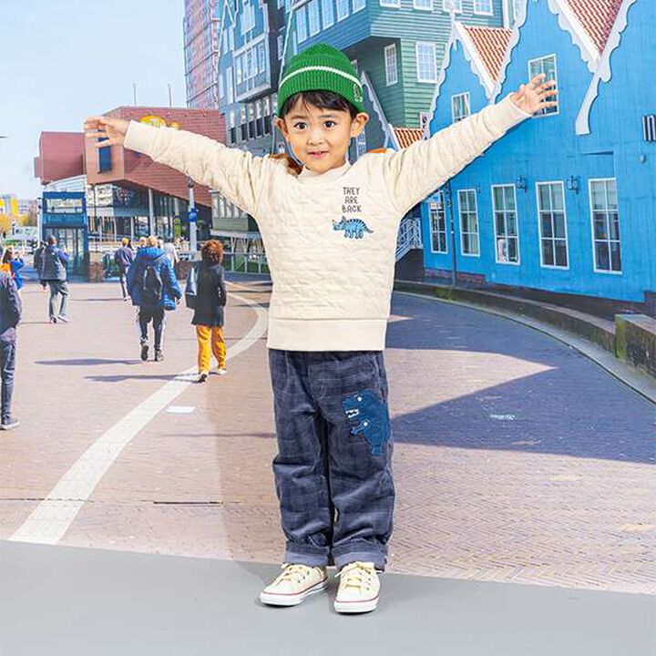 Dinosaur Embroidered Quilted Sweatshirt,Light beige, medium image number 6