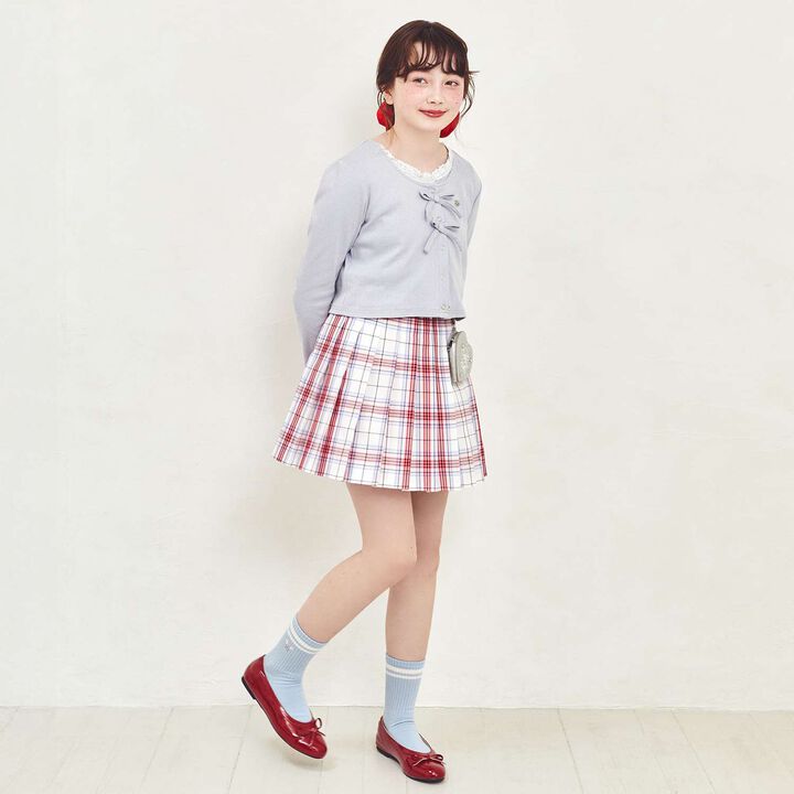 Lame Pleated Skirt with Belt,Sax blue, medium image number 27