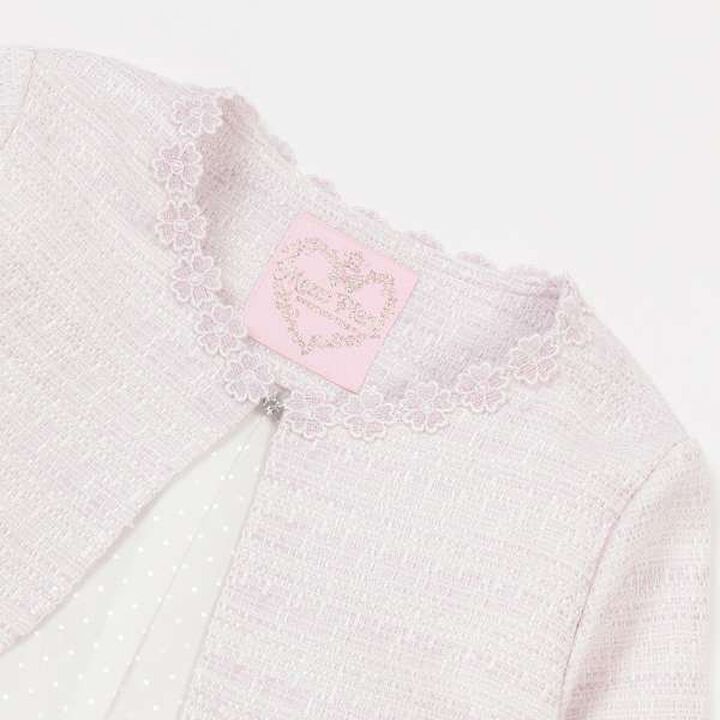 Fancy Tweed Scalloped Hem Jacket,Off white, medium image number 6