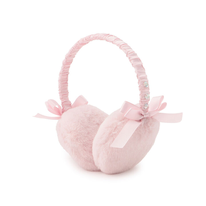 Ribbon Faux Fur Ear Muffs,Off white, medium image number 1