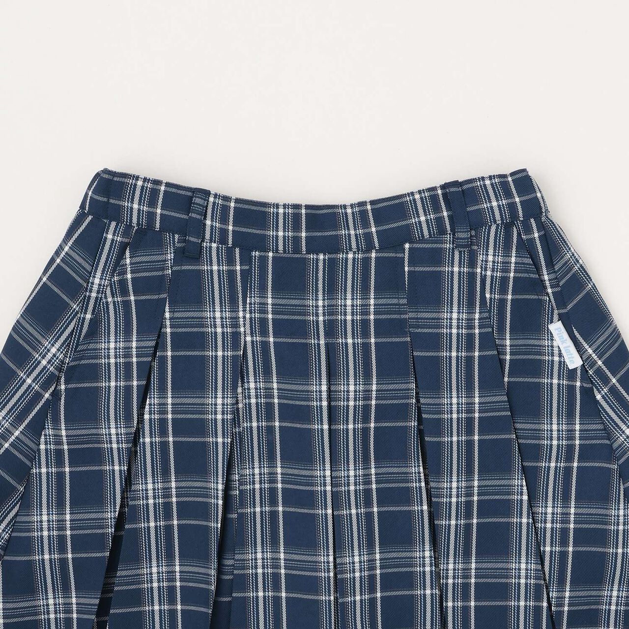 Checkered Front Pleated Skirt,Light beige, large image number 2