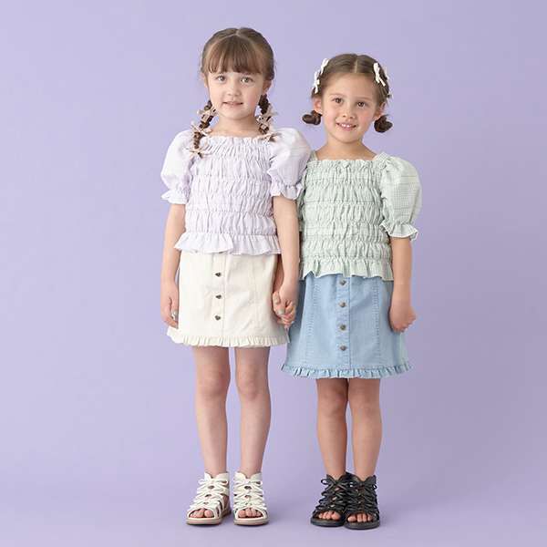 Gingham Check Shirred Puff Blouse | Narumiya Official Global