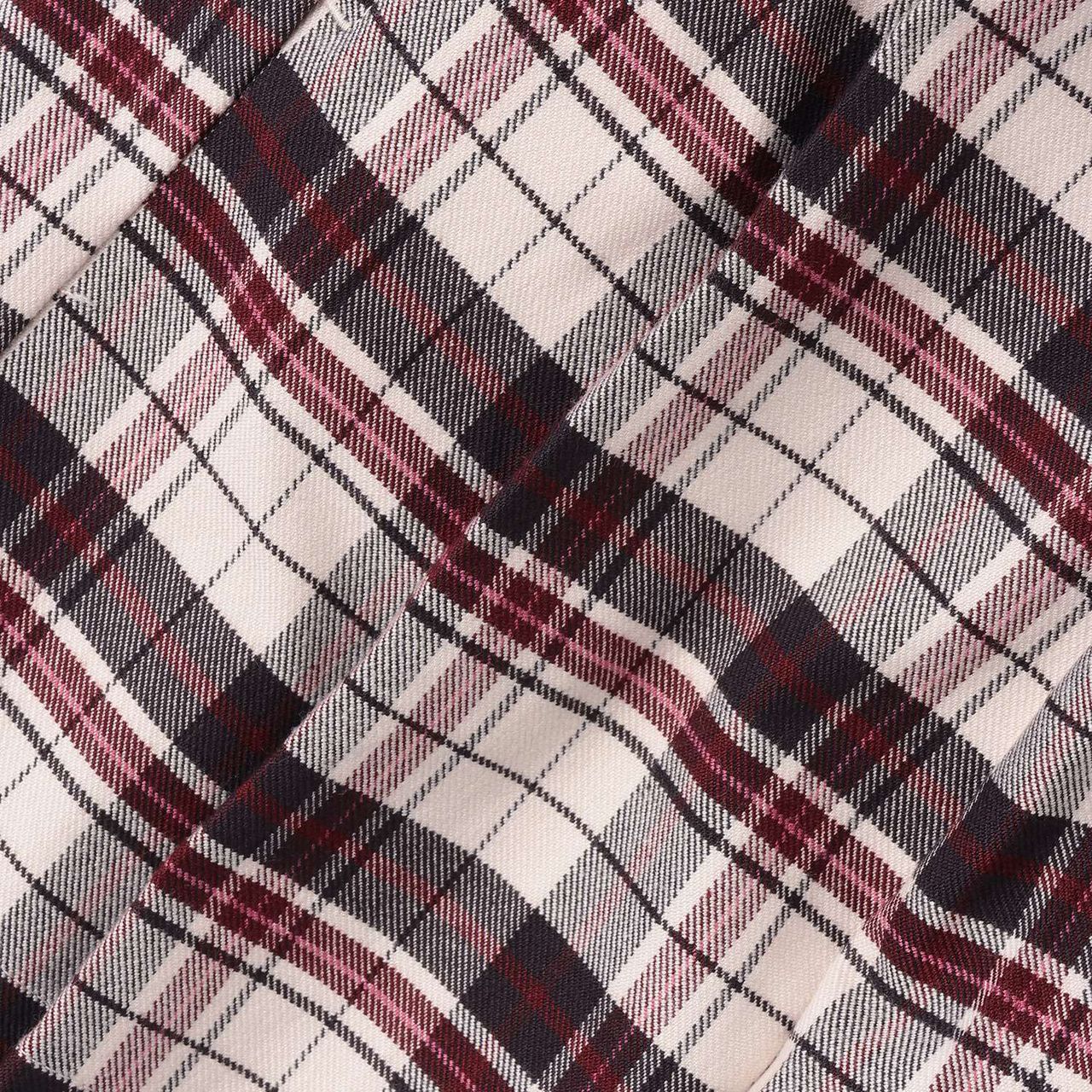 Check Pleats Culotte Skirt with Side Belt,Beige, large image number 8