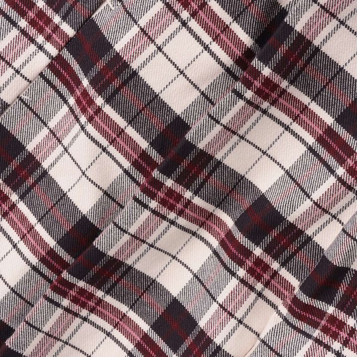 Check Pleats Culotte Skirt with Side Belt,Beige, medium image number 8